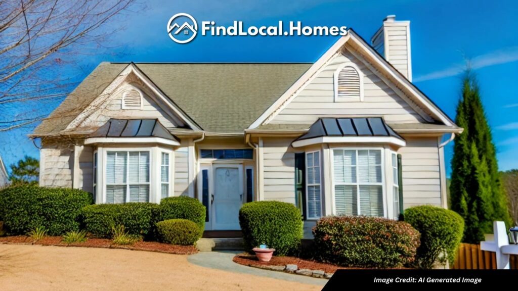 A beautiful house in Canton, GA with well-maintained landscaping and a clear blue sky.