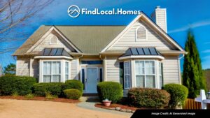 A beautiful house in Canton, GA with well-maintained landscaping and a clear blue sky.